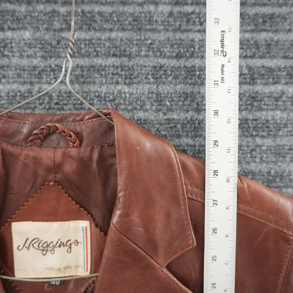 Vintage 70s J. Riggins Butter Soft Leather Blazer 40 Brown Two Button Sport Coat
